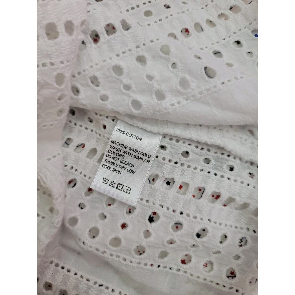 Calligraphie Sz S Eyelet Top Womens 100% Cotton Short Sleeve Boho Cottagecore - Picture 7 of 7